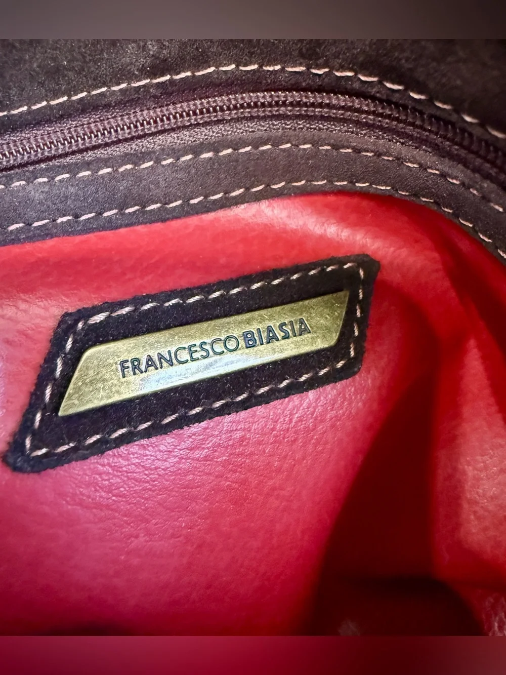 Francesco Biasia Embossed Brown Leather Shoulder Crossbody Bag